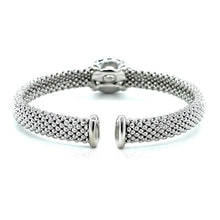 Load image into Gallery viewer, Popcorn Texture Cuff Bangle with Blue Topaz and Diamonds in Sterling Silver
