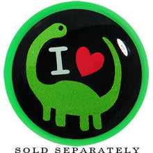 Load image into Gallery viewer, 20mm Green Acrylic I Heart Dinosaur Single Flare Plug
