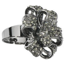 Load image into Gallery viewer, Black Sparkling Bow Adjustable Ring

