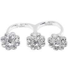 Load image into Gallery viewer, Trio of Gem Flowers Double Finger Ring
