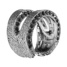 Load image into Gallery viewer, Hammered Black Gem Adjustable Ring
