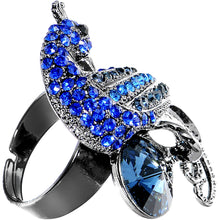 Load image into Gallery viewer, Gem Paved Peacock Adjustable Ring
