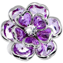 Load image into Gallery viewer, Small Purple Faceted Blooming Flower Adjustable Ring
