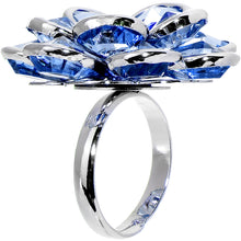 Load image into Gallery viewer, Blue Faceted Blooming Flower Adjustable Ring
