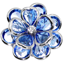 Load image into Gallery viewer, Blue Faceted Blooming Flower Adjustable Ring
