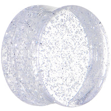 Load image into Gallery viewer, 17.5mm Clear GLITTER Acrylic Saddle Plug
