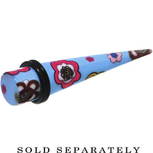 Load image into Gallery viewer, 1/2 Blue Acrylic Retro Flower Logo Taper
