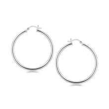 Load image into Gallery viewer, Sterling Silver Rhodium Plated Large Polished Classic Hoop Earrings (40mm)
