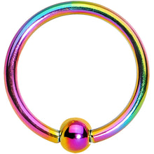 Load image into Gallery viewer, 16G 3/8 Rainbow Titanium Captive Ring
