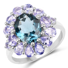 Load image into Gallery viewer, 5.41 Carat Genuine London Blue Topaz and Tanzanite .925 Sterling Silver Ring
