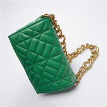 Load image into Gallery viewer, New Adorable Women's Handbag Green Small Flap Shoulder Bag In Thick Metal Chain Women's Clutch Bags Luxury  Ladies Shoulder Purse

