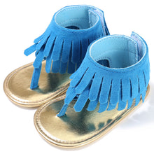 Load image into Gallery viewer, Baby Summer Newborn 0-18M Infant Baby Girls Children's Sandals Summer New Retro Tassel Flannel Baby  Shoes Solid Non-slip
