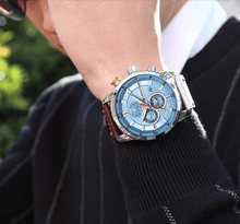 Load image into Gallery viewer, Men's Waterproof Elegant Sport Watch With Chronometers Day View, Leather  Belts And Hardlex Scratch Resistant Glass Perfect Gift For Him
