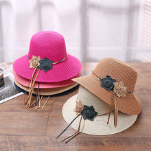 Load image into Gallery viewer, Girls Hats Children Raw Edge Straw Hat For Girls Kids Sun Cap Girls  Hat Baby Beach Caps In leegant Modern Design
