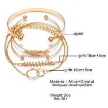 Load image into Gallery viewer, Luxury Modern Gold Crystal Elegant Woman and Lady Brecelets in Sets of  5Pcs/sett for Women Punk Boho Beach Bangle Jewelry Gift
