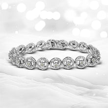 Load image into Gallery viewer, .925 Sterling Silver 1/2 Cttw Diamond Nested Circle Miracle Set Open Wheel 7.25" Fashion Link Bracelet (I-J Color, I3 Clarity)
