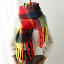Load image into Gallery viewer, New Luxury Winter Soft Head Wraps Plaid Scarf Shawls Cashmere  Warm Cashmere Scarves Rainbow For Women
