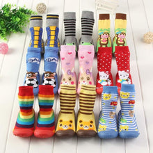 Load image into Gallery viewer, Newborn Baby Boys/Girls Socks With Anti-Slip Soft Rubber Soled Outdoor Foot Socks Animal Carton Floor Booties Socks For Kids
