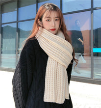 Load image into Gallery viewer, Winter Simple Soft Colorful Knitted Wool Scarf Solid Warm Scarves Lightweight Casual Couple Muffler Striped Elegant Hijab Cashmere Scarf Neck Scarf Christmas Gift For  Women
