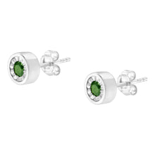 Load image into Gallery viewer, .925 Sterling Silver 1/4 Cttw Round Brilliant-Cut Green Diamond Miracle-Set Stud Earrings (Fancy Color-Enhanced, I1-I2 Clarity)

