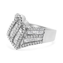 Load image into Gallery viewer, 14K White Gold 1-1/2 Cttw Round and Baguette Diamond Bypass Cocktail Ring Band (H-I Color, SI1-SI2 Clarity) - Size 7
