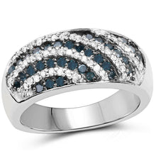 Load image into Gallery viewer, 0.62 Carat Genuine Blue Diamond and White Diamond .925 Sterling Silver Ring
