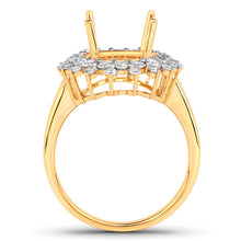 Load image into Gallery viewer, 0.79 Carat Genuine White Diamond 14K Yellow Gold Semi Mount Ring - holds 11x9mm Oval Gemstone
