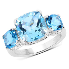 Load image into Gallery viewer, 4.40 Carat Blue Topaz Ring with 2.70 Carat Multi-Gems in Sterling Silver
