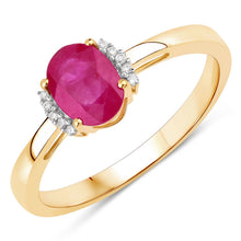 Load image into Gallery viewer, 0.88 Carat Genuine Johnson Ruby and White Diamond 14K Yellow Gold Ring
