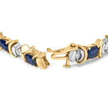 Load image into Gallery viewer, 14K Yellow Gold 1.00 Cttw Alternating  Diamond and 6 1/2 Cttw Oval Blue Sapphire Link Bracelet (H-I Color, SI1-SI2 Clarity) - 7" Inches

