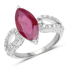 Load image into Gallery viewer, 3.56 Carat Genuine Glass Filled Ruby and White Topaz .925 Sterling Silver Ring
