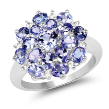 Load image into Gallery viewer, 3.37 Carat Genuine Tanzanite and White Topaz .925 Sterling Silver Ring
