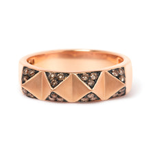 Load image into Gallery viewer, 14K Rose Gold 1/4 Cttw Brown Diamond Pyramid Band Ring (Brown Color, SI1-SI2 Clarity)- Size 7
