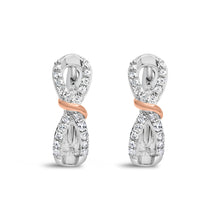 Load image into Gallery viewer, 10K White and Rose Gold 1/3 Cttw Diamond Infinite and Ribbon Hoop Earrings (H-I Color, I1-I2 Clarity)
