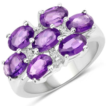 Load image into Gallery viewer, 3.05 Carat Genuine  Amethyst and White Topaz .925 Sterling Silver Ring
