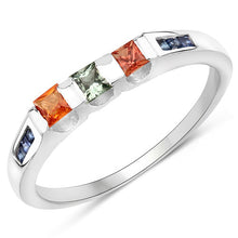 Load image into Gallery viewer, 0.68 Carat Genuine Multi Sapphire .925 Sterling Silver Ring
