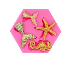 Load image into Gallery viewer, 3D Cookie Decorating Sea Animal Silicone Molds Mold Cake Decoration Mold Best Mold Ocean Theme Silicone Mold Seaweed Sea Fish Shape Silicone Cake Baking Molds Chocolate Candy Baking Tool For Wedding Birthday Party Cake Decoration Cupcake Topper
