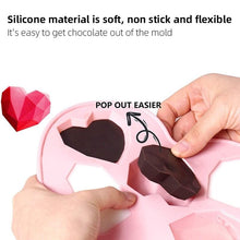 Load image into Gallery viewer, 3D Diamond Love Heart Food Grade Mold Shaped Silicone With Dessert Decorating Cakes Mould For Birthday Fondant Chocolate Baking Diamond Heart Love Shape Silicone Mousse Cake Dessert Chocolate Mold
