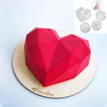 Load image into Gallery viewer, 3D Diamond Love Heart Food Grade Mold Shaped Silicone With Dessert Decorating Cakes Mould For Birthday Fondant Chocolate Baking Diamond Heart Love Shape Silicone Mousse Cake Dessert Chocolate Mold
