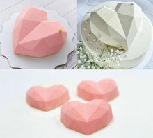 Load image into Gallery viewer, 3D Diamond Love Heart Food Grade Mold Shaped Silicone With Dessert Decorating Cakes Mould For Birthday Fondant Chocolate Baking Diamond Heart Love Shape Silicone Mousse Cake Dessert Chocolate Mold
