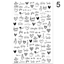 Load image into Gallery viewer, 3D Nail Sticker Russian English Letter Sticker For Nails Foil Love Heart Design Accessories Fashion Manicures Sticker Decoration  Nail Art Stickers Water Transfer Nail Decals Full Wraps Gradient Acrylic Nail Kits for Women Manicure Decoration

