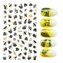 Load image into Gallery viewer, 3D Nail Stickers Leaves Butterfly Panda Love Heart Design Stickers For Nails Manicure Foil Nail Art Decor  Girls Manicure Decoration Nail Art Supplies 3D Self-Adhesive Nail Decals Designer Nail Stickers for Acrylic Nails

