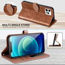 Load image into Gallery viewer, 3D Tree Flip Leather Case For iPhone 13 12 Mini Phone Cover PU Leather Wallet Case with Card Holder Kickstand Wrist Strap Flip Cover for iPhone
