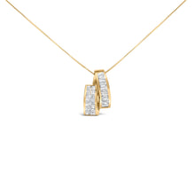 Load image into Gallery viewer, 14K Yellow Gold 1 5/8 Cttw Princess and Baguette Diamond Duo Bar Pendant Necklace (G-H Color, VS2-SI1 Clarity) - 18"
