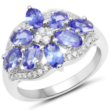 Load image into Gallery viewer, 2.27 Carat Genuine Tanzanite and White Zircon .925 Sterling Silver Ring
