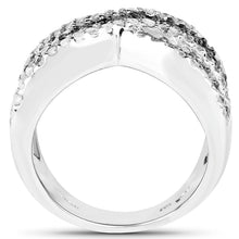 Load image into Gallery viewer, 1.57 Carat Genuine Blue Diamond, White Diamond &amp; Black Diamond .925 Sterling Silver Ring
