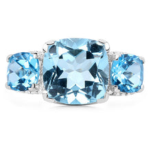 Load image into Gallery viewer, 4.40 Carat Blue Topaz Ring with 2.70 Carat Multi-Gems in Sterling Silver

