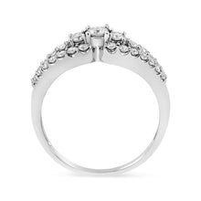 Load image into Gallery viewer, 10K White Gold 1/2 Cttw Round Cut Diamond Three Stone Split Shank Band Ring (H-I Color, SI1-SI2 Clarity) - Size 6
