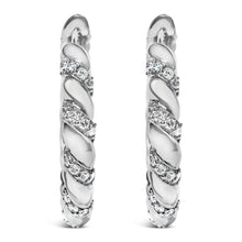 Load image into Gallery viewer, 14K White Gold 1 1/5 Cttw Lab Grown Diamond Swirl Design 1" Inch Hoop Earrings (F-G Color, VS1-VS2 Clarity)
