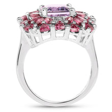 Load image into Gallery viewer, 7.59 Carat Genuine Pink Amethyst, Rhodolite and White Topaz .925 Sterling Silver Ring
